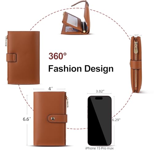 yiijay Wallet Women RFID Blocking Multi Cards Wallet Credit Card Holder for Women Large Capacity Lady Leather Trifold Travel Wallet with Pen Holder - Image 4