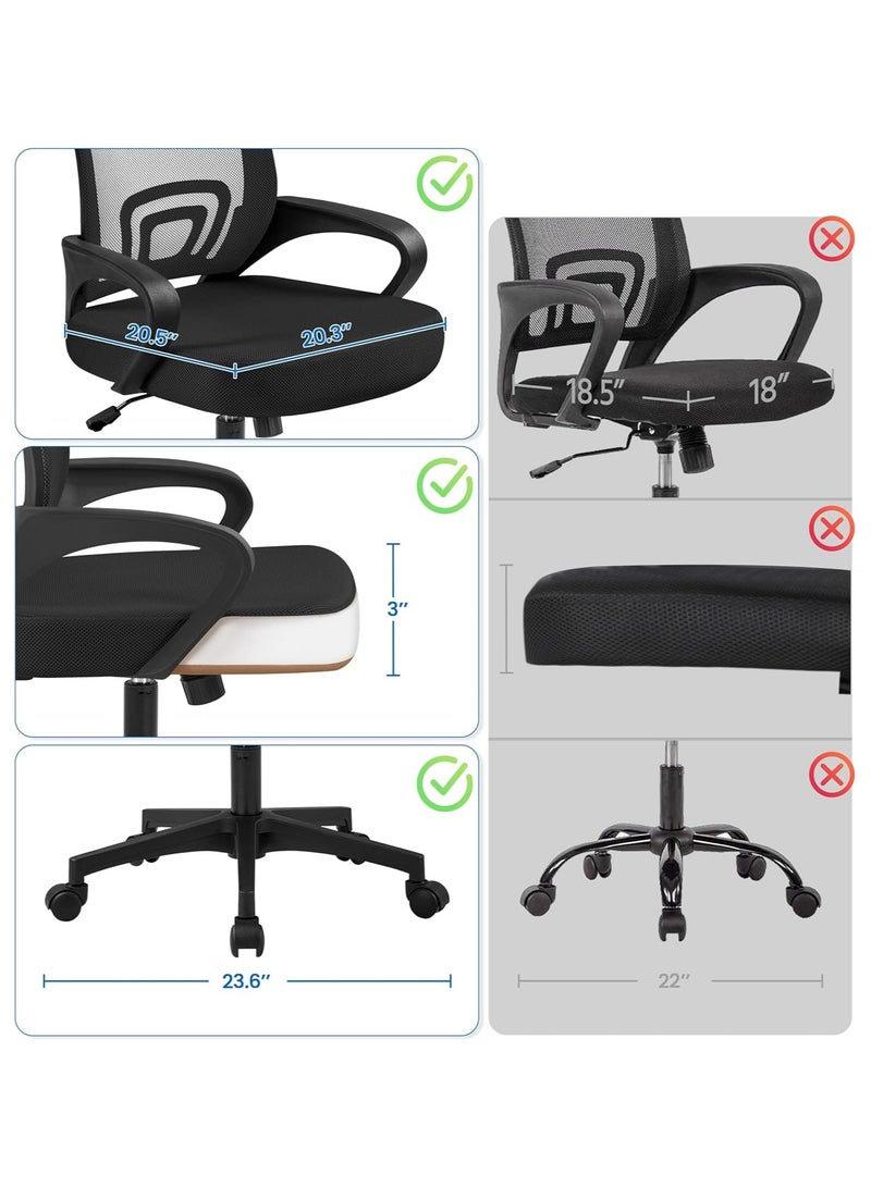 مولتيوود كرسي موظفي المكتب الشبكي المتميز: تصميم مريح، ودعم قطني متقدم، وآلية إمالة، وعجلات بولي يوريثان رمادية - ارفع مستوى الراحة في مساحة العمل الخاصة بك | المكتب أو المكتب أو كرسي العمل المثالي - Image 2