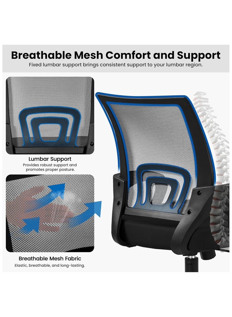 مولتيوود كرسي موظفي المكتب الشبكي المتميز: تصميم مريح، ودعم قطني متقدم، وآلية إمالة، وعجلات بولي يوريثان رمادية - ارفع مستوى الراحة في مساحة العمل الخاصة بك | المكتب أو المكتب أو كرسي العمل المثالي - Image 3