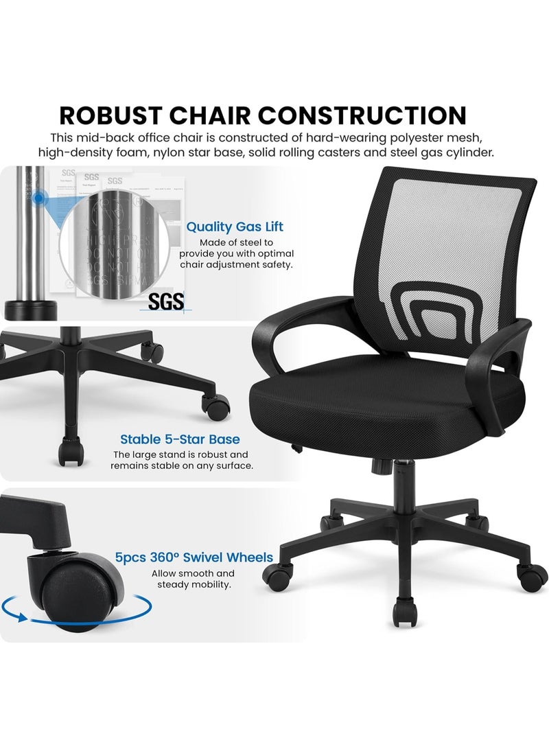 مولتيوود كرسي موظفي المكتب الشبكي المتميز: تصميم مريح، ودعم قطني متقدم، وآلية إمالة، وعجلات بولي يوريثان رمادية - ارفع مستوى الراحة في مساحة العمل الخاصة بك | المكتب أو المكتب أو كرسي العمل المثالي - Image 5