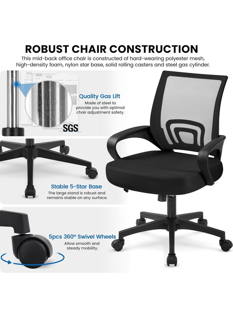 مولتيوود كرسي موظفي المكتب الشبكي المتميز: تصميم مريح، ودعم قطني متقدم، وآلية إمالة، وعجلات بولي يوريثان رمادية - ارفع مستوى الراحة في مساحة العمل الخاصة بك | المكتب أو المكتب أو كرسي العمل المثالي - Image 2