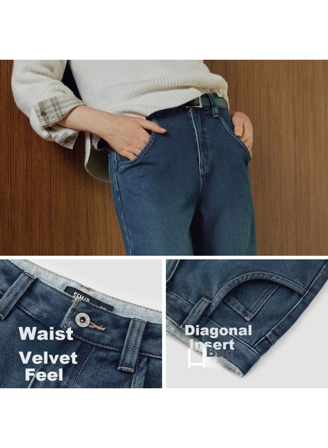 Semir Women's Denim Wide-leg Pants With Brushed Fabric, Hong Kong Style, Winter , Leg-lengthening, Floor-length Trousers, Trendy On Instagram, 109725124002 - Image 4