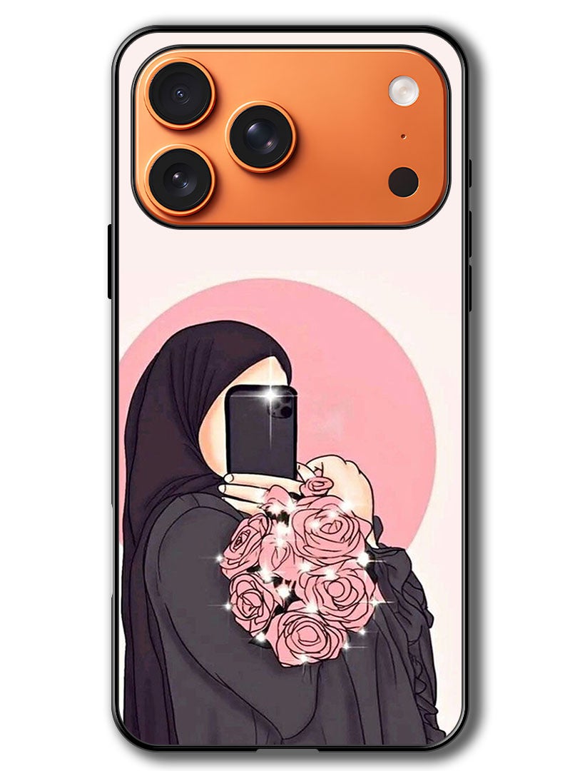 Theodor Case Compatible with Apple iPhone 17 Pro Max 6.9 Inch Protection Shockproof Bumper Cover Making Selfies While Holding Flowers - Image 1