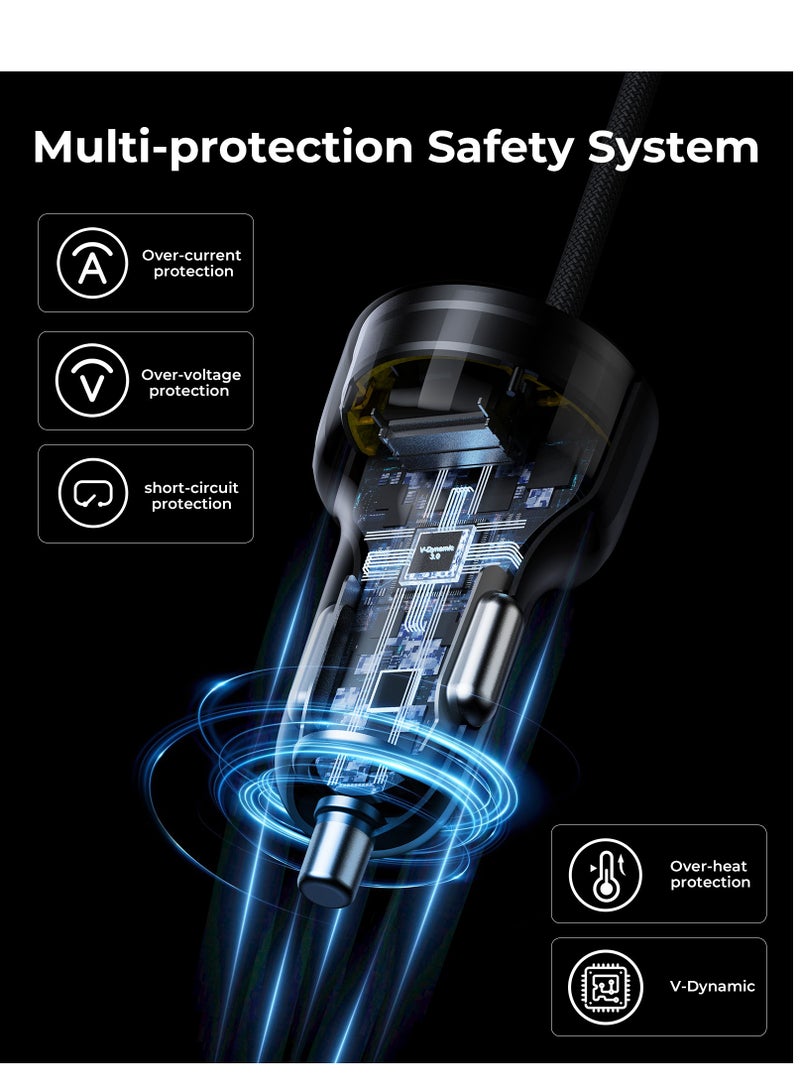 VOLTME Premium Car Charger with Built-in Lightning Cable for iPhone (14/13/12/11 Series) – 49.5W USB-A PD Fast Charging, 1.2m/4ft Self-Arranging Magnetic Cable, Durable Nylon Braided Copper Core, Reversible Connectors, V-Dynamic 3.0 Technology, USB PD for iPhone 17 Series, iPad Pro, Samsung Galaxy S25/S24/S23/S22 and More - Image 5