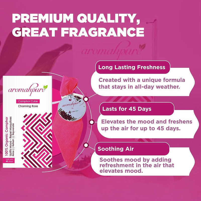 aromahpure Aromahpure Camphor Cube Pack of 2 Charming Rose Royal Oud Fragrance 45 Days Last Long 100 Pure Organic Camphor Cube for Car Room Bathroom Air Freshener  - Image 2