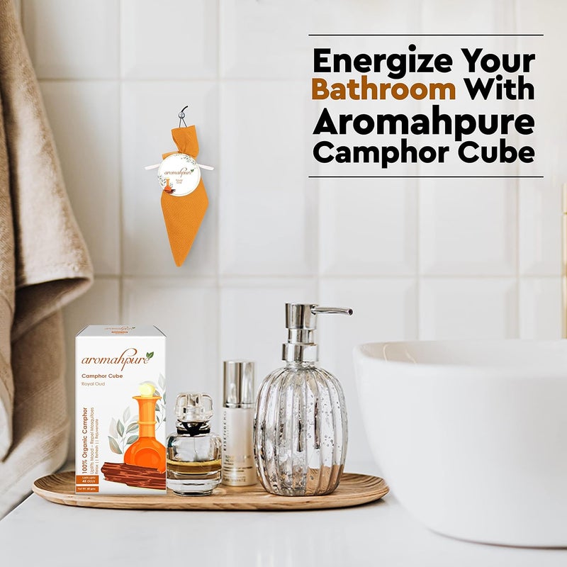 aromahpure Aromahpure Camphor Cube Pack of 2 Charming Rose Royal Oud Fragrance 45 Days Last Long 100 Pure Organic Camphor Cube for Car Room Bathroom Air Freshener  - Image 5