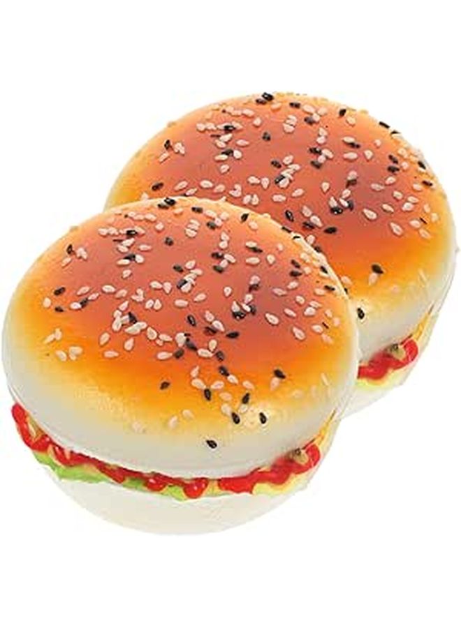 2 Pcs Faux Burger Decoration Model Realistic Food Prop Photography Kitchen Display Teaching Tool High Grade Pu Material Home Parties Restaurants - Image 1