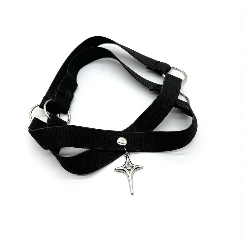 Gothic Star Elastic Thigh Strap Leg Harness for Women Y2K Punk Black Band - Image 4