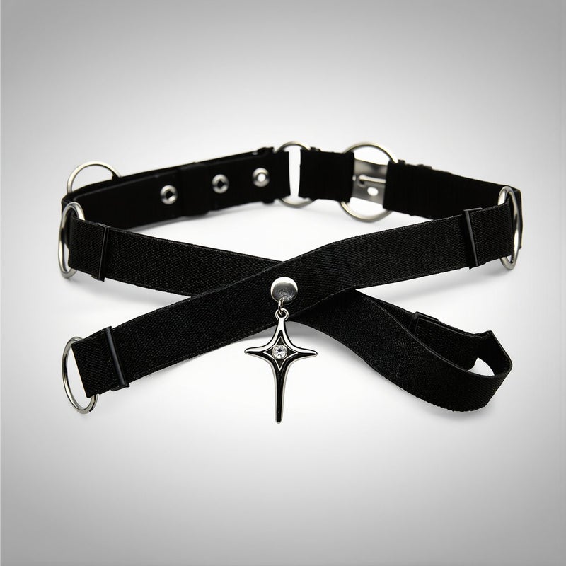 Gothic Star Elastic Thigh Strap Leg Harness for Women Y2K Punk Black Band - Image 5