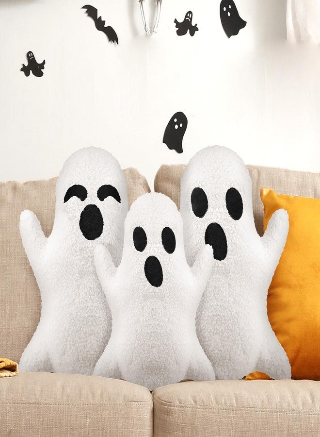 Konohan 3 Pcs Ghost Halloween Pillows Stuffed Ghost Shaped Throw Pillows Cute Decorative Spooky for Halloween Party Home Cushion Decorations - Image 1