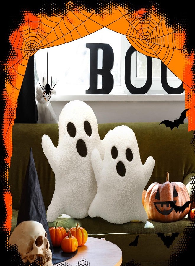 Konohan 3 Pcs Ghost Halloween Pillows Stuffed Ghost Shaped Throw Pillows Cute Decorative Spooky for Halloween Party Home Cushion Decorations - Image 3