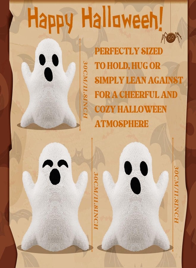 Konohan 3 Pcs Ghost Halloween Pillows Stuffed Ghost Shaped Throw Pillows Cute Decorative Spooky for Halloween Party Home Cushion Decorations - Image 2