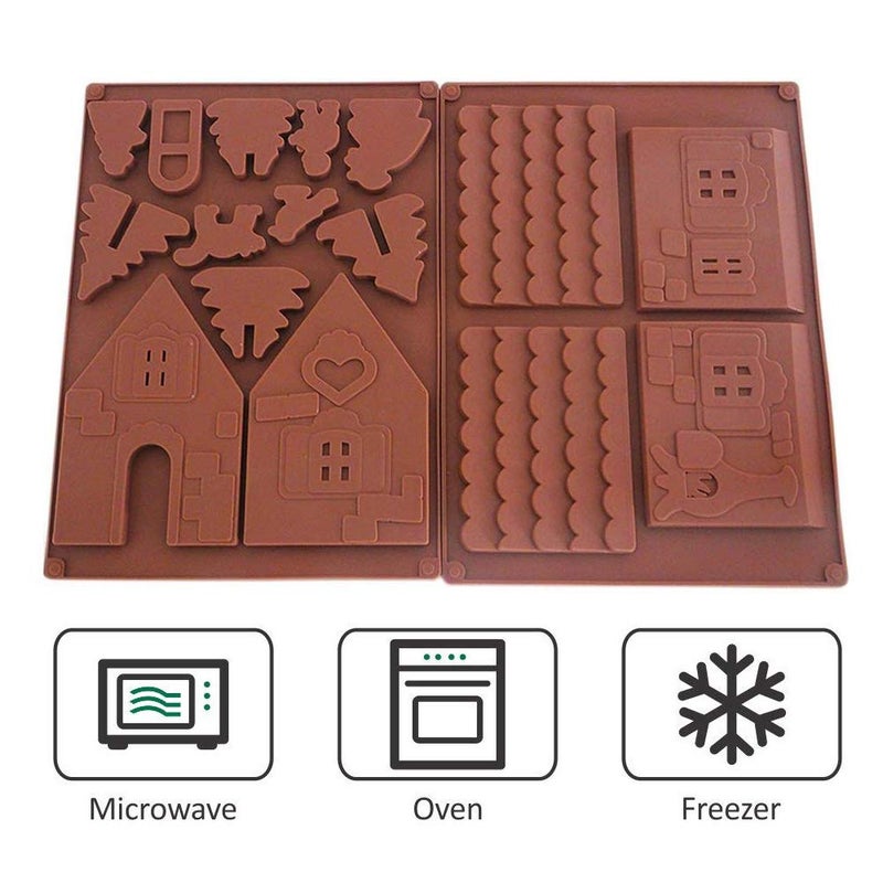 PalkSky طقم قوالب منزل الزنجبيل/قالب الشوكولاتة السيليكون لعيد الميلاد/قالب بسكويت ثلاثي الأبعاد لأداة بسكويت 3D ماكس - Image 2