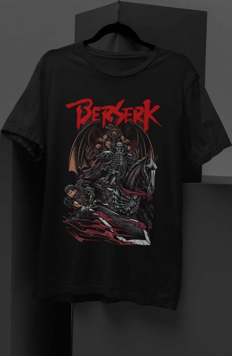 Fuddy Moda Unisex Special Design Guts Berserk Printed T-Shirt, Oversize Anime Printed T-Shirt  - Image 1
