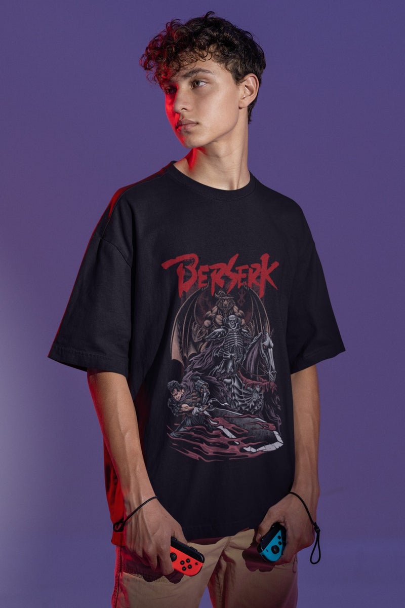 Fuddy Moda Unisex Special Design Guts Berserk Printed T-Shirt, Oversize Anime Printed T-Shirt  - Image 4