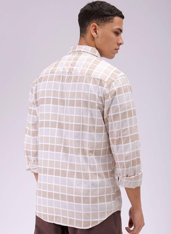 شركة المرآب الهندية قميص بقصة سليم فيت وطبعة مربعات - Image 4