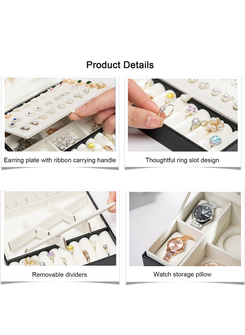 Generic - 3-Layer PU Leather Jewellery Storage Box Multifunction Jewelry Case for Women - Image 1