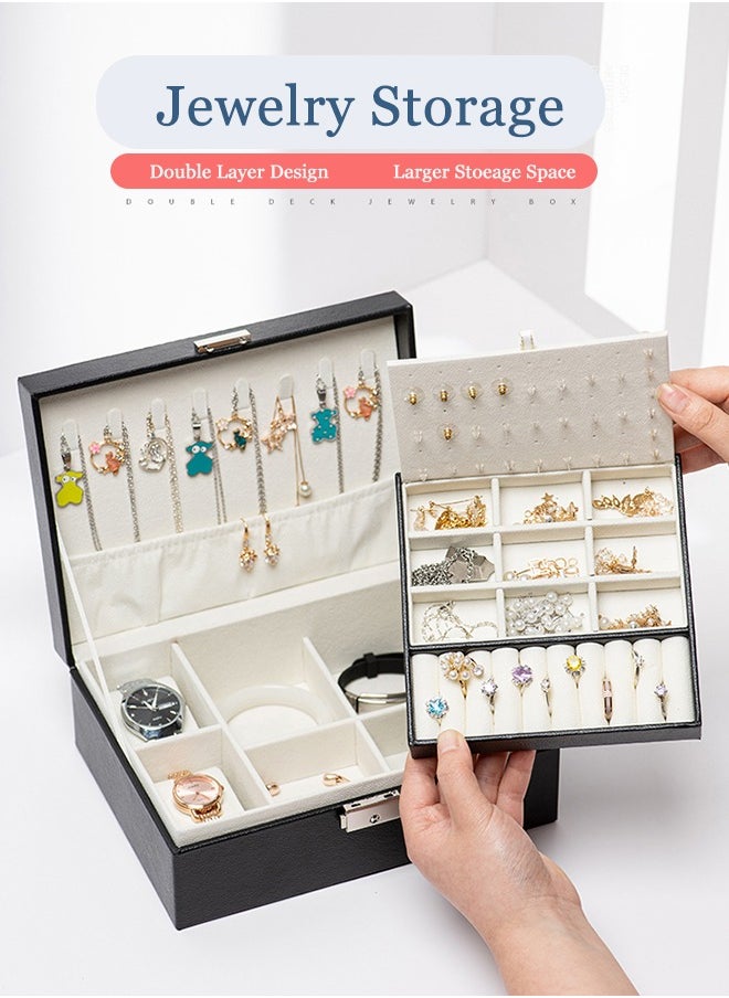 Generic - 3-Layer PU Leather Jewellery Storage Box Multifunction Jewelry Case for Women - Image 1