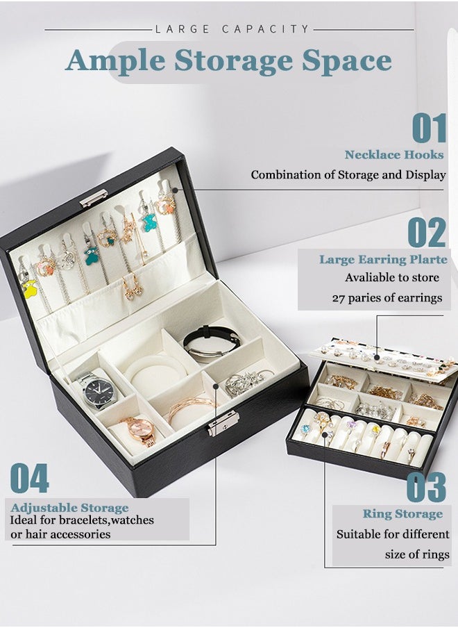 Generic - 3-Layer PU Leather Jewellery Storage Box Multifunction Jewelry Case for Women - Image 1