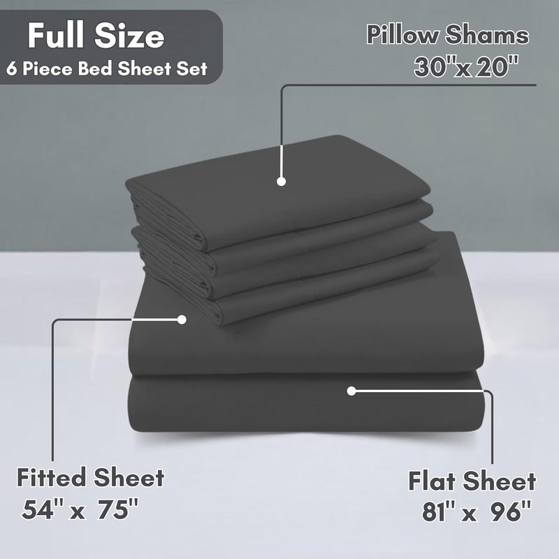FOAM CRAFT Luxury Quality 6 Piece Bed Sheet Set - Grey, 100% Cotton, Full Size - Image 2