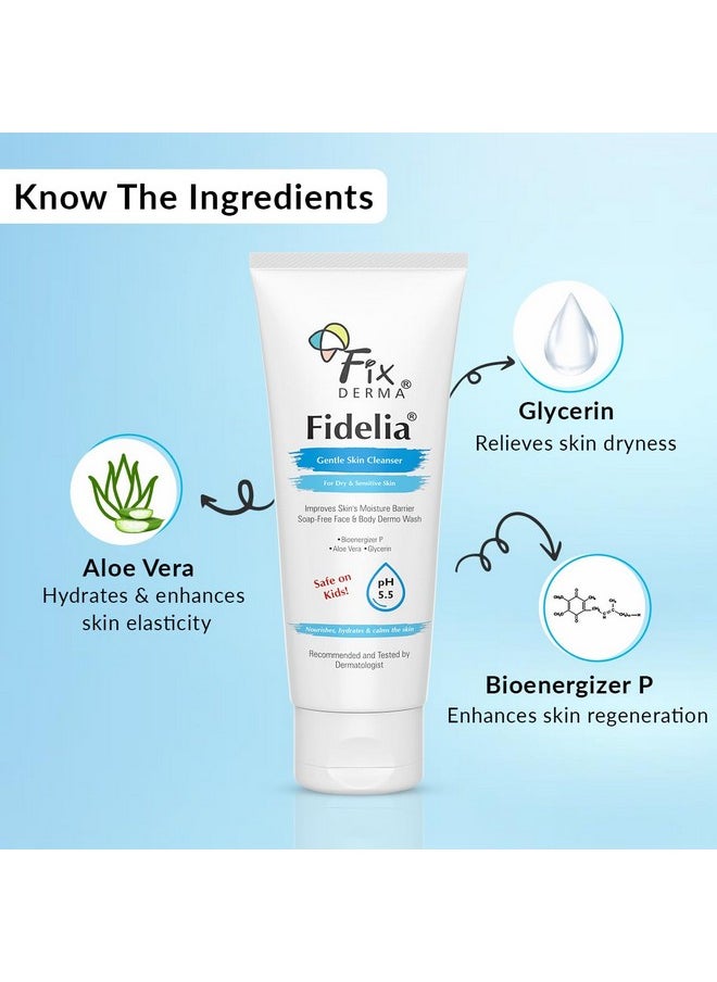 FIXDERMA Fidelia Gentle Skin Cleanser Face Wash For Women Body Wash For Men Face & Body Wash For Dry & Sensitive Skin Soap Free Face & Body Wash 100Ml  - Image 5