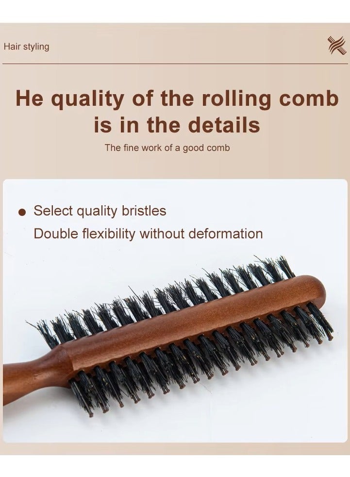فرشاة خشبية مضادة للكهرباء الساكنة لتصفيف الشعر في الصالونات الاحترافية، ذات وجهين - Image 2
