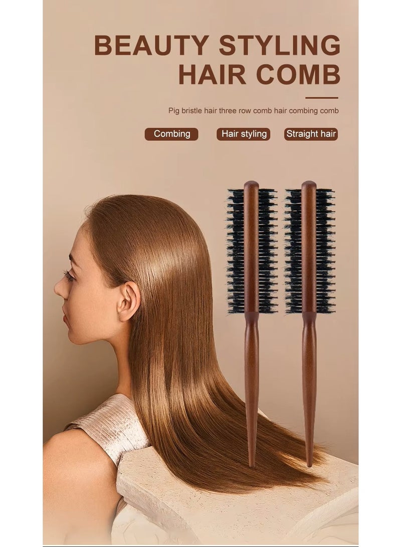 فرشاة خشبية مضادة للكهرباء الساكنة لتصفيف الشعر في الصالونات الاحترافية، ذات وجهين - Image 4
