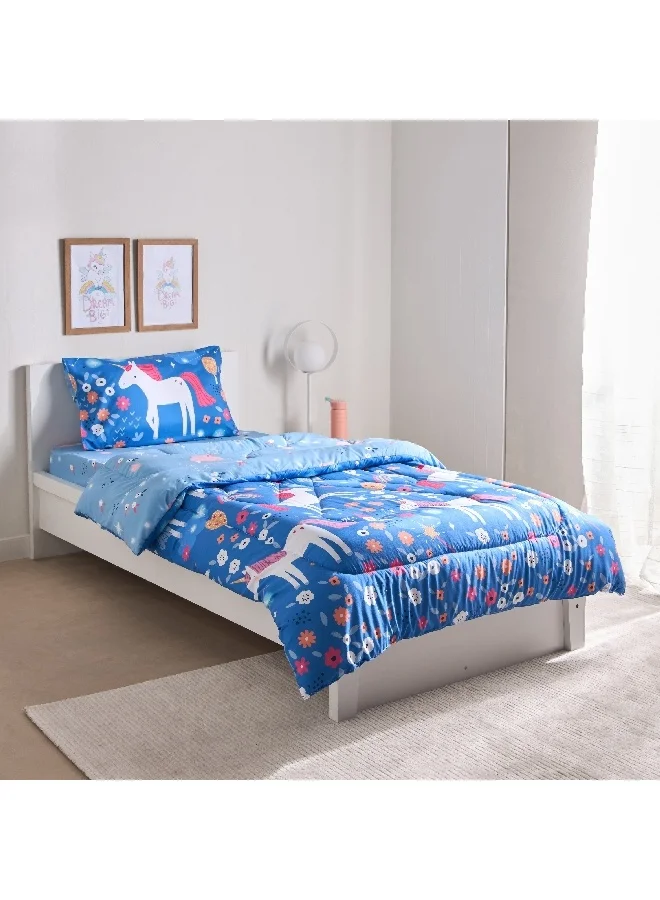 Home Box Ivy Meadows Unicorn 2-Piece Single Microfibre Comforter Set 220 x 135 cm