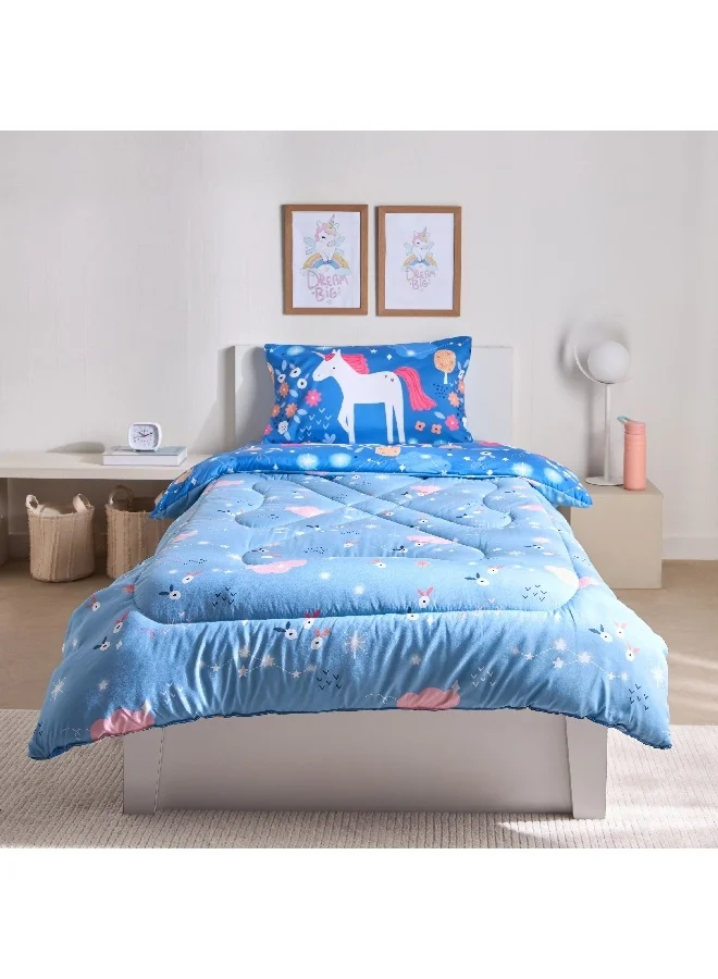 Home Box Ivy Meadows Unicorn 2-Piece Single Microfibre Comforter Set 220 x 135 cm