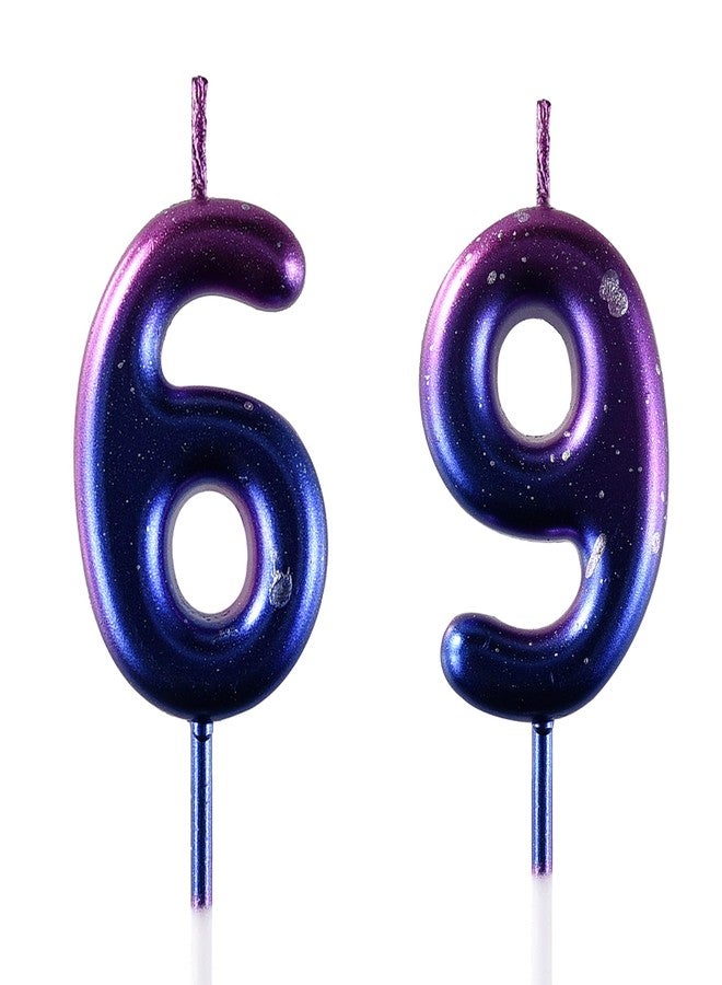 AOOLADA 69 & 96 Birthday Candle, 69th & 96th Cake Candles, Number 69 & 96 Birthday Candles for Cake Topper Decoration, Blue - Image 1