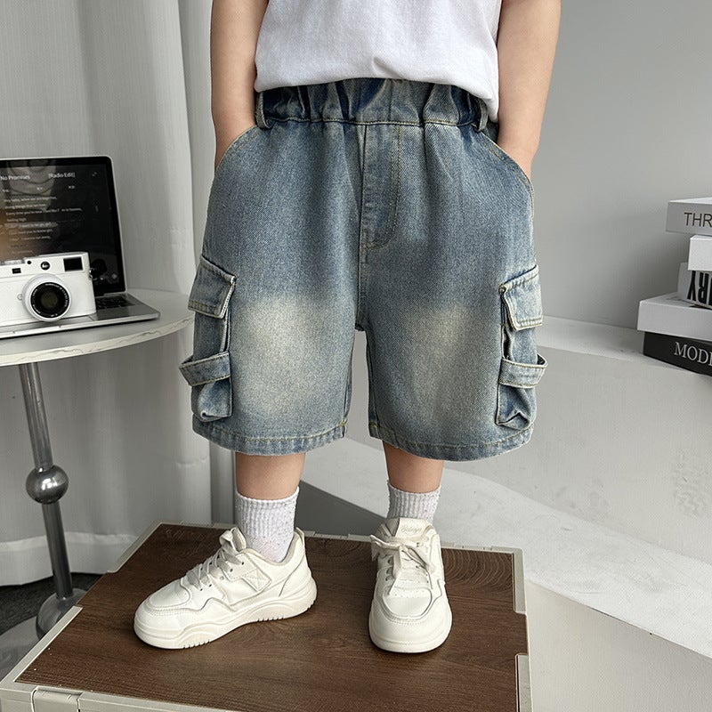 Boys' Denim Shorts Summer Arrival Outer Wear Trendy Children'S Work Pants Thin Fried Street Middle And Small Children'S Pants - Image 2
