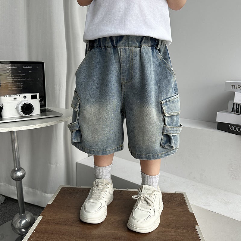 Boys' Denim Shorts Summer Arrival Outer Wear Trendy Children'S Work Pants Thin Fried Street Middle And Small Children'S Pants - Image 4