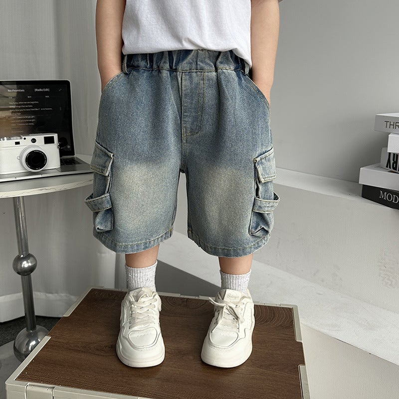 Boys' Denim Shorts Summer Arrival Outer Wear Trendy Children'S Work Pants Thin Fried Street Middle And Small Children'S Pants - Image 3