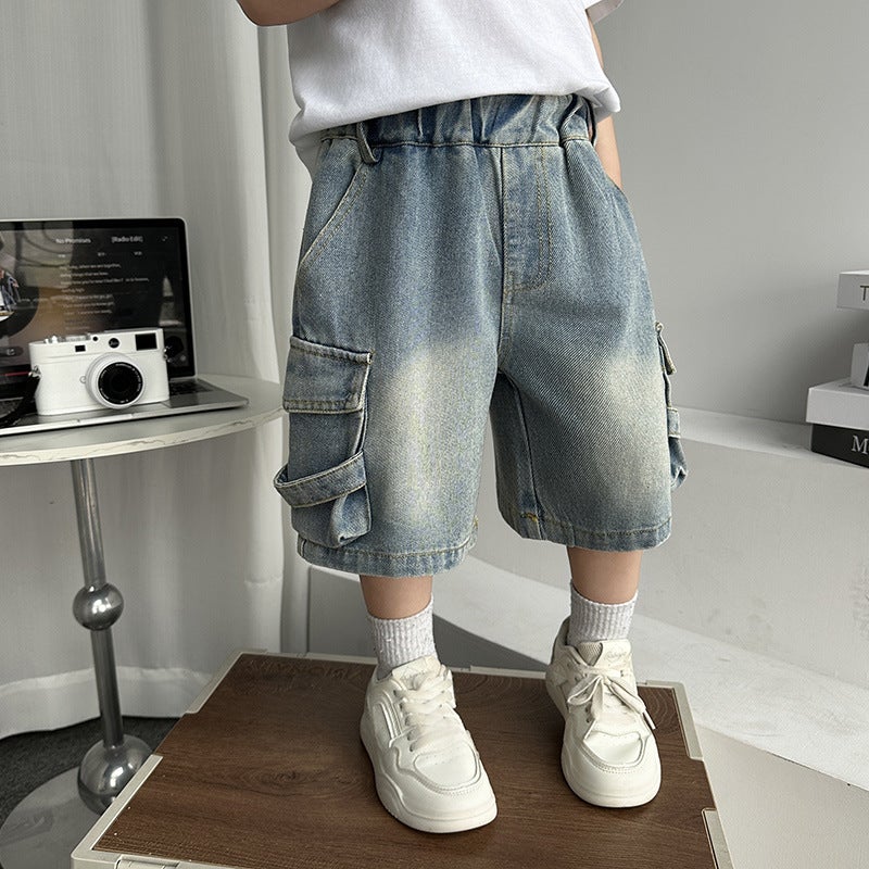 Boys' Denim Shorts Summer Arrival Outer Wear Trendy Children'S Work Pants Thin Fried Street Middle And Small Children'S Pants - Image 5