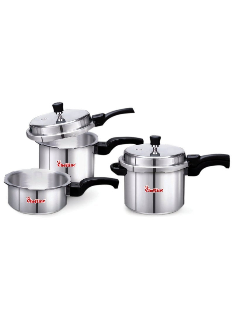 Chefline Aluminium Pressure Cooker Combo 5Ltr + 3Ltr + 2Ltr Set Ind