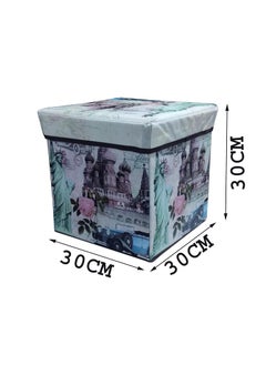 GTC GTC® Portable & Foldable Storage Stool for Living Room 30x30x30 cm (363-5) Polyurethane, Weight Capacity-100 KG (Multi)  - Image 3