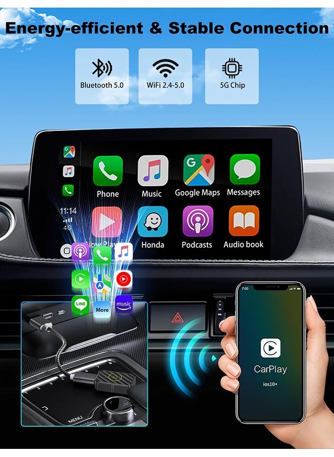 SUNDAREE - 2 in 1 Wireless Carplay Auto Adapter Mini Box with Bluetooth 5.0 and WiFi for Wired CarPlay/Auto Cars - Image 1