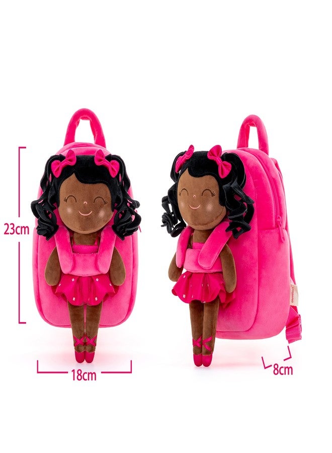 Gloveleya Toddler Backpack for Kids Soft Toys Plush Curly Ballet Girl Doll Rose - Image 2