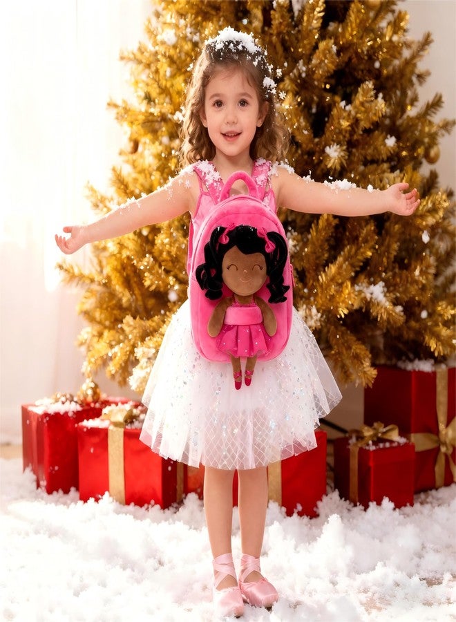 Gloveleya Toddler Backpack for Kids Soft Toys Plush Curly Ballet Girl Doll Rose - Image 3