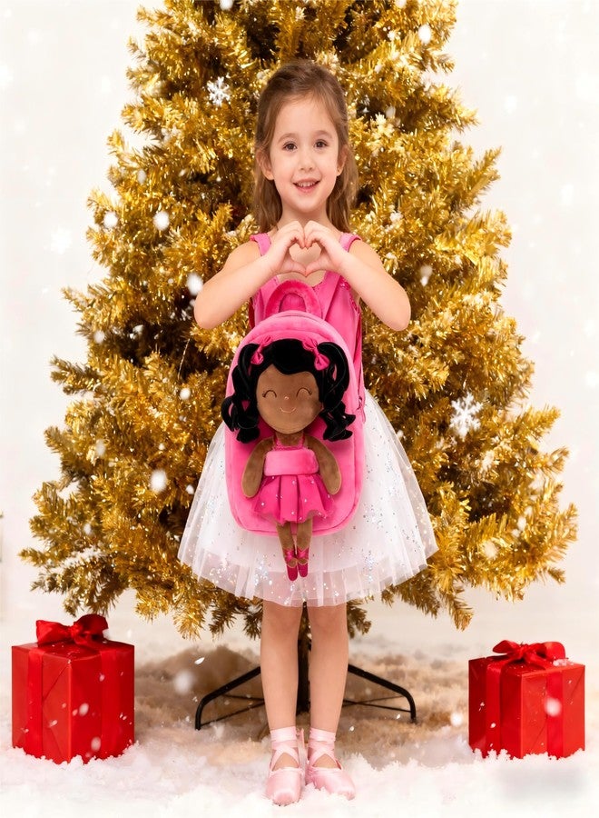 Gloveleya Toddler Backpack for Kids Soft Toys Plush Curly Ballet Girl Doll Rose - Image 5