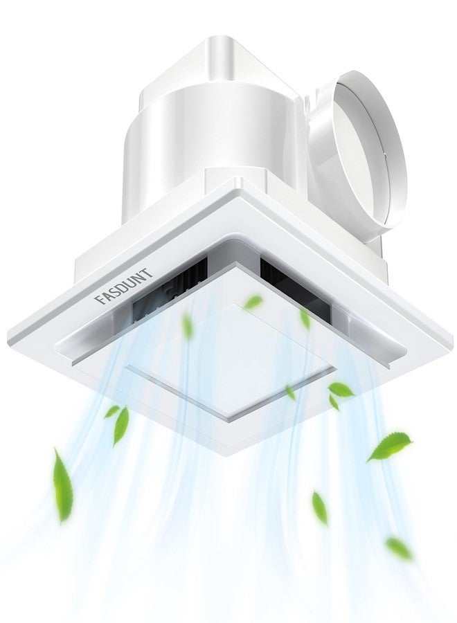 FASDUNT 9.8" Panel Bathroom Exhaust Fan with Light, 120 CFM Ceiling Mount Exhaust Ventilation Fan with LED Light 1.0 Sones Quiet, 4 Inch Duct Easy Install (Mounting Opening 8"x8") - Image 1