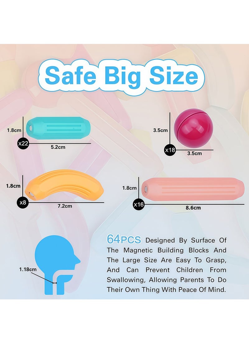 Magnetic Building Blocks, Magnetic Sticks and Balls Game Set, Construction Set with 64 Pieces, Early Education STEM Learning Montessori Preschool Toys, Magnet Construction Set for Kids 3+ Years - Image 3