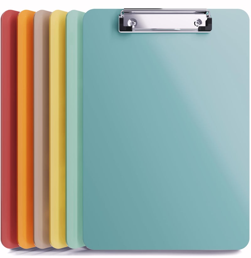 Office Solutions Direct Plastic Clipboards with Low Profile Clip Set of 6-12.5 x 9 Inch Multi Color Plastic Clipboards Bulk - Colorful Clipboards Bulk Classroom Holds 100 Sheets, Acrylic Clipboard 6 Pack (Boho Colors) - Image 1