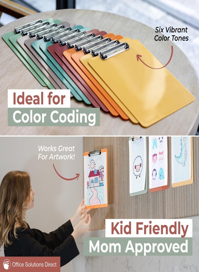 Office Solutions Direct Plastic Clipboards with Low Profile Clip Set of 6-12.5 x 9 Inch Multi Color Plastic Clipboards Bulk - Colorful Clipboards Bulk Classroom Holds 100 Sheets, Acrylic Clipboard 6 Pack (Boho Colors) - Image 5