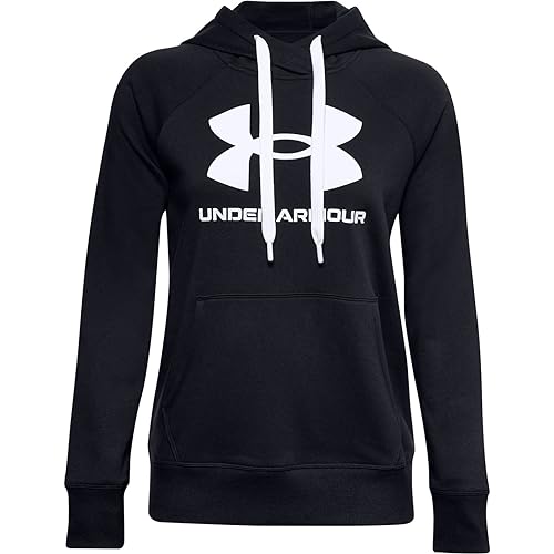 Under Armour Womens Rival Fleece Logo Hoodie , Black (001)/Black , X-Large - Image 3