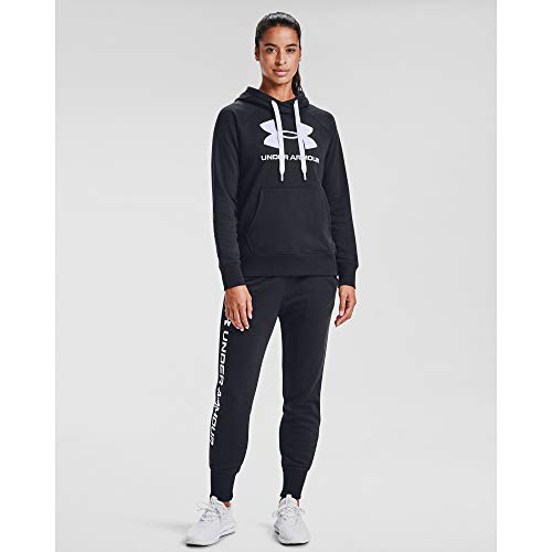 Under Armour Womens Rival Fleece Logo Hoodie , Black (001)/Black , X-Large - Image 2