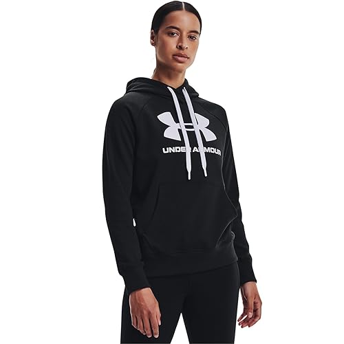 Under Armour Womens Rival Fleece Logo Hoodie , Black (001)/Black , X-Large - Image 4