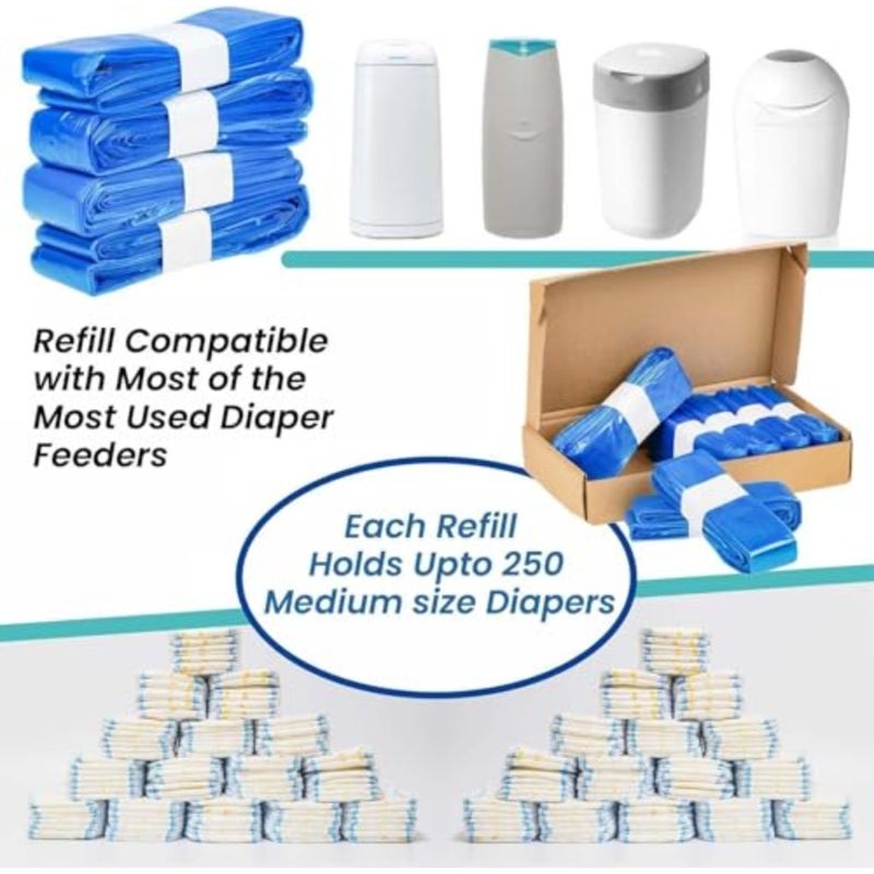 Nappy Bin Refills, 8 Pack Disposable Diaper Pail Liners, Smell Proof Leak Resistant Bags Compatible with Tommee Tippee Simplee Sangenic Twist Click Angelcare Systems, Holds up to 320 Baby Diapers - Image 3