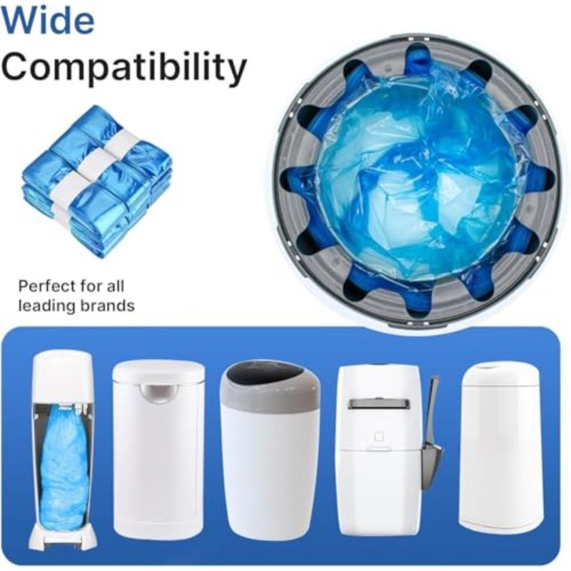 Nappy Bin Refills, 8 Pack Disposable Diaper Pail Liners, Smell Proof Leak Resistant Bags Compatible with Tommee Tippee Simplee Sangenic Twist Click Angelcare Systems, Holds up to 320 Baby Diapers - Image 4