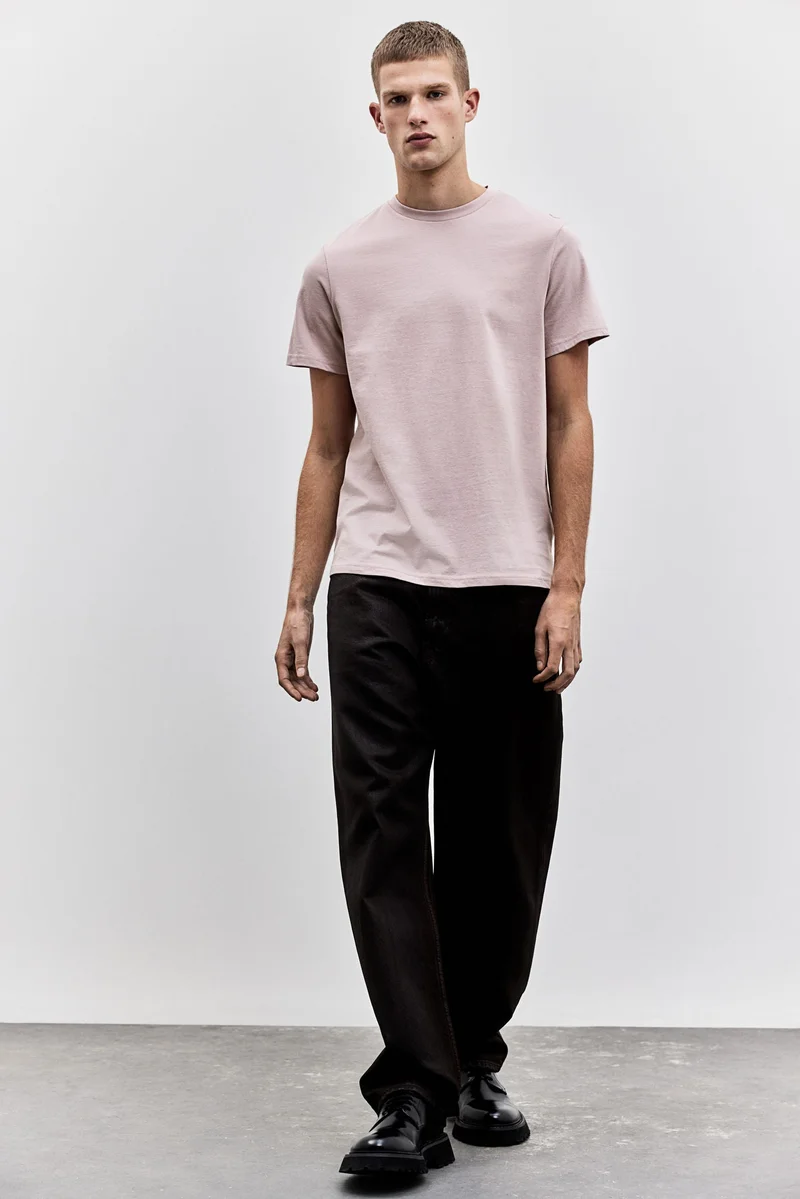 اتش اند ام تي-شيرت من القطن بقصة عادية